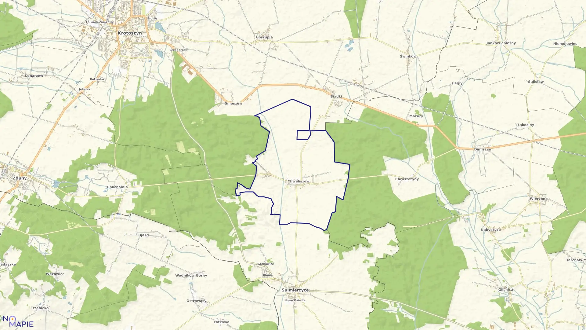 Mapa obrębu CHWALISZEW w gminie Krotoszyn