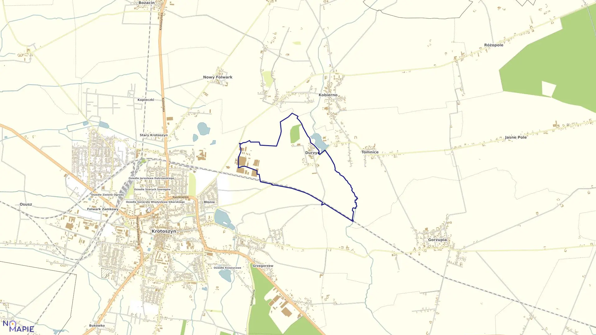 Mapa obrębu DURZYN w gminie Krotoszyn