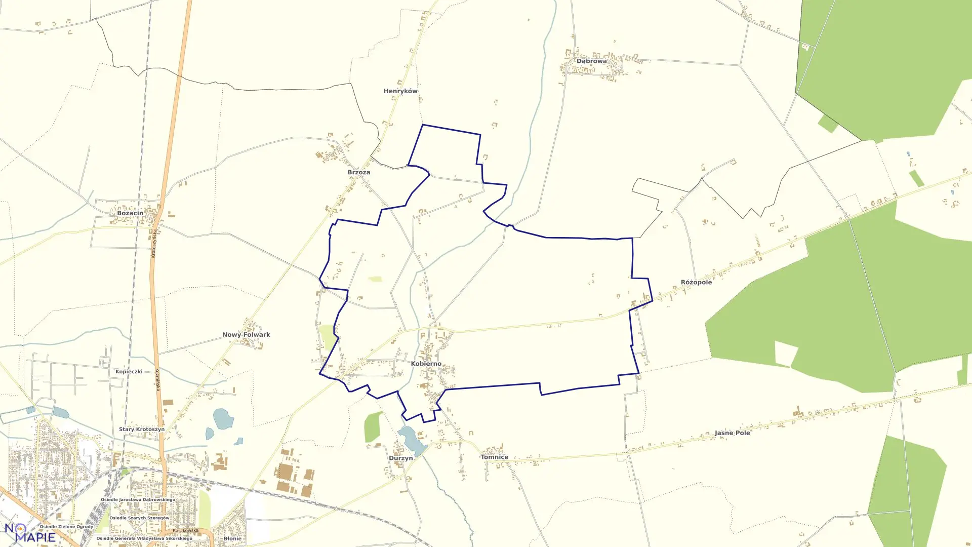 Mapa obrębu KOBIERNO w gminie Krotoszyn