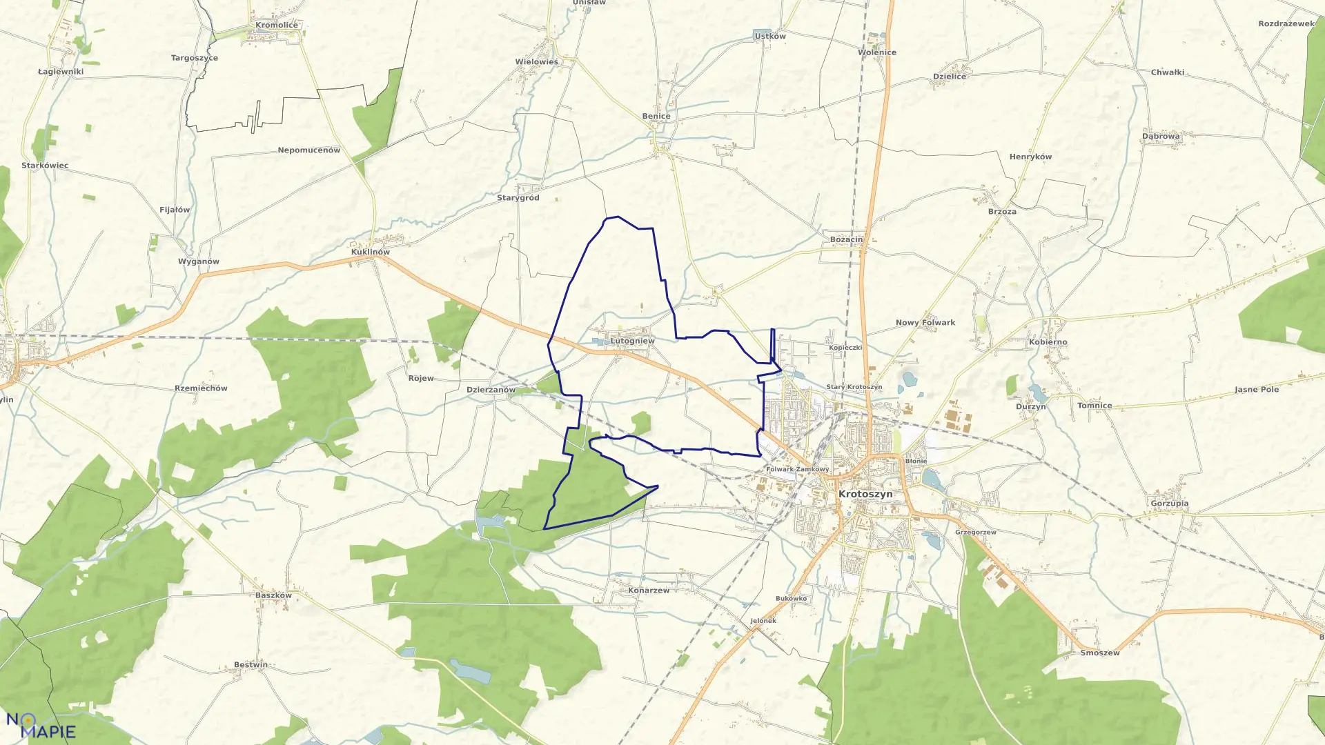 Mapa obrębu LUTOGNIEW w gminie Krotoszyn